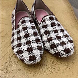 Rothys loafers. Merino. Brown and White Checkered Women's Loafers